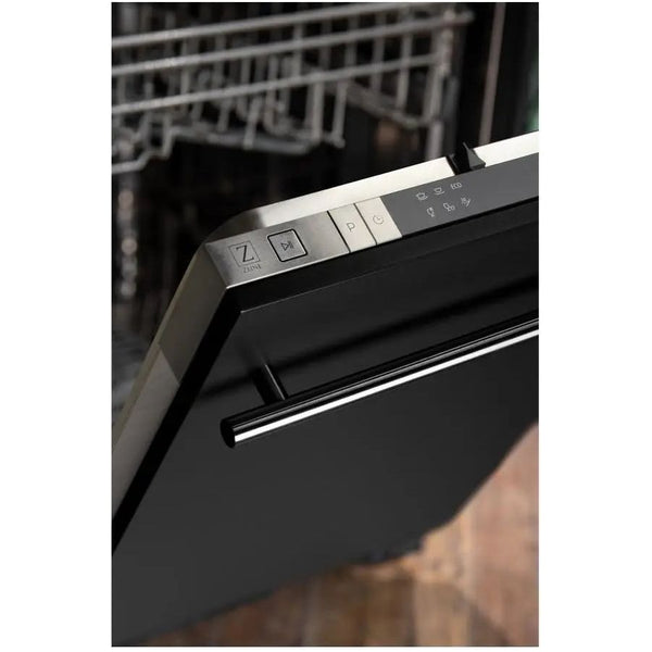 ZLINE 18 in. Top Control Dishwasher In Black Matte Stainless Steel Tub and Modern Style Handle DW-BLM-H-18